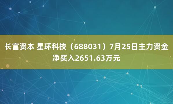 长富资本 星环科技（688031）7月25日主力资金净买入2651.63万元