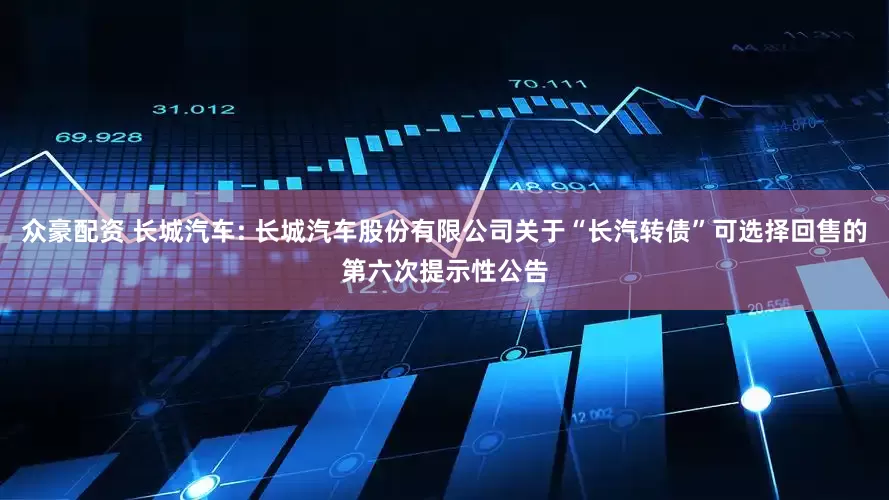 众豪配资 长城汽车: 长城汽车股份有限公司关于“长汽转债”可选择回售的第六次提示性公告